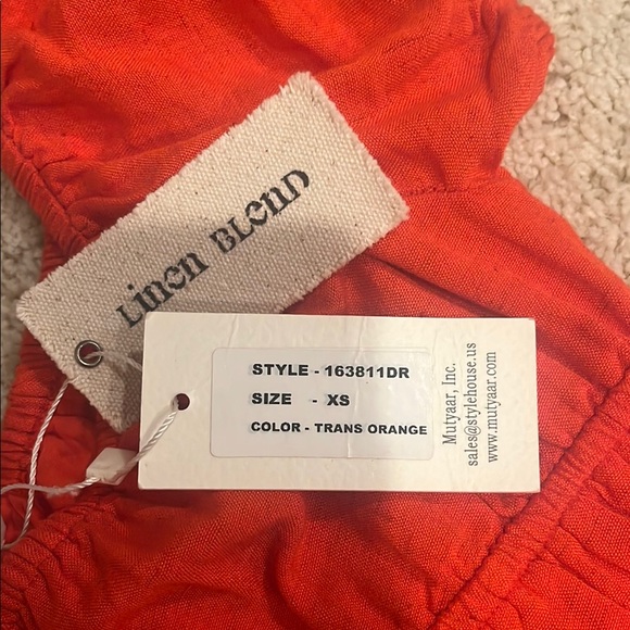 Orange Puff-Sleeve Midi Dress - Picture 4 of 5